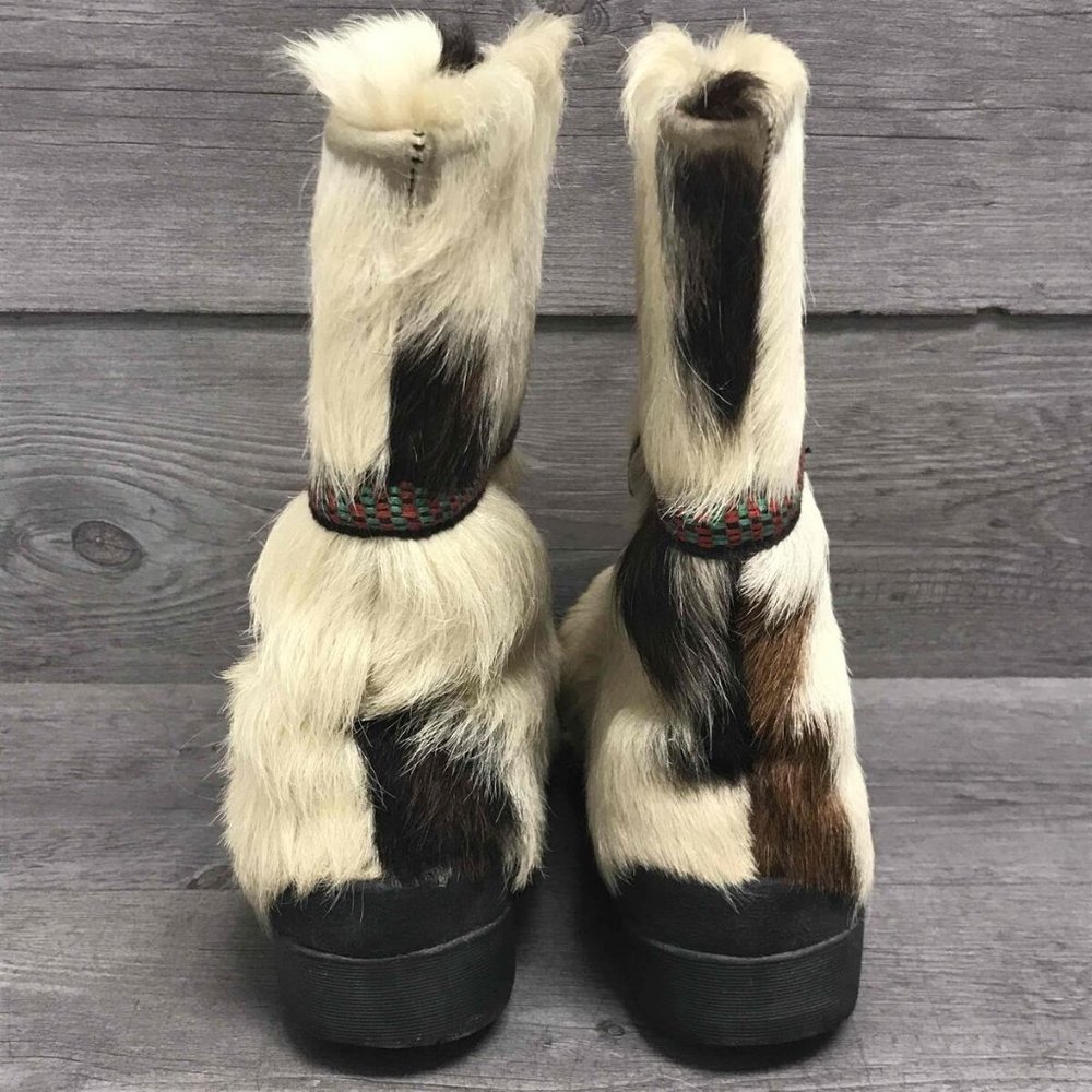 Datcha Women's 6 Pichette Jean-Claude Killy sheep Fur Boots vintage 1970's - Picture 6 of 8
